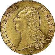 France 2 Louis D'or Louis XVI 1786 W KM# 592.15 LUD XVI D G FR ET NAV REX DUVIV coin obverse France 2 Louis D'or Louis XVI 1786 W KM# 592.15 LUD XVI D G FR ET NAV REX DUVIV coin obverse