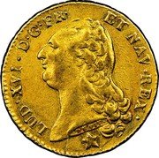 France 2 Louis D'or Louis XVI 1789 MA KM# 592.10 LUD XVI D G FR ET NAV REX DUVIV coin obverse
