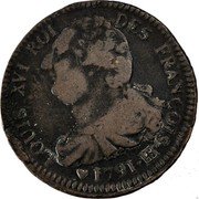 France 2 Sols Louis XVI 1791 BB KM# 603.4 LOUIS XVI ROI DES FRANÇOIS 1791 BB coin obverse France 2 Sols Louis XVI 1791 BB KM# 603.4 LOUIS XVI ROI DES FRANÇOIS 1791 BB coin obverse