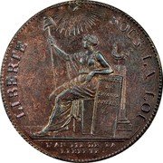 France 2 Sols Liberty. Token 1791 KM# Tn23 LIBERTE SOUS LA LOI DROITS DE L'HOMME ARTIC V L'AN III DE LA LIBERTE coin obverse France 2 Sols Liberty. Token 1791 KM# Tn23 LIBERTE SOUS LA LOI DROITS DE L'HOMME ARTIC V L'AN III DE LA LIBERTE coin obverse