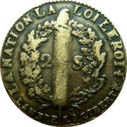 France 2 Sols Louis XVI 1791 W KM# 603.16 LA NATION LA LOI LE ROI 2 S L'AN 4 DE LA LIBERTE coin reverse France 2 Sols Louis XVI 1791 W KM# 603.16 LA NATION LA LOI LE ROI 2 S L'AN 4 DE LA LIBERTE coin reverse