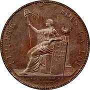 France 2 Sols Liberty. Token 1792 KM# Tn25 LIBERTÉ SOUS LA LOI DROITS DE L'HOMME ARTIC V L'AN IV DE LA LIBERTÉ coin obverse France 2 Sols Liberty. Token 1792 KM# Tn25 LIBERTÉ SOUS LA LOI DROITS DE L'HOMME ARTIC V L'AN IV DE LA LIBERTÉ coin obverse