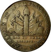 France 2 Sols Token Issue 1792 KM# Tn8 LAN IV DE LA LIBERTE CLEMANSON ET CP NES PLACE CONFORT A LYON coin obverse France 2 Sols Token Issue 1792 KM# Tn8 LAN IV DE LA LIBERTE CLEMANSON ET CP NES PLACE CONFORT A LYON coin obverse