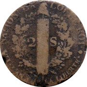 France 2 Sols Louis XVI 1792 M KM# 603.10 LA NATION LA LOI LE ROI 2 S L'AN 4 DE LA LIBERTE coin reverse France 2 Sols Louis XVI 1792 M KM# 603.10 LA NATION LA LOI LE ROI 2 S L'AN 4 DE LA LIBERTE coin reverse