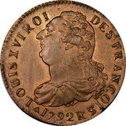 France 2 Sols Louis XVI 1792 R KM# 603.14 LOUIS XVI ROI DES FRANÇOIS 1792 R coin obverse France 2 Sols Louis XVI 1792 R KM# 603.14 LOUIS XVI ROI DES FRANÇOIS 1792 R coin obverse