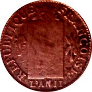 France 2 Sols First Republic Coinage 1793//LAN II L KM# 621.8 REPUBLIQUE FRANÇOISE LES HOMMES SONT EGAUX DEVANT LA LOI. L'AN II coin obverse