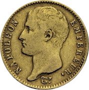 France 20 Francs Napoleon I 1807 M KM# A687.2 NAPOLEON EMPEREUR. DROZ F. coin obverse France 20 Francs Napoleon I 1807 M KM# A687.2 NAPOLEON EMPEREUR. DROZ F. coin obverse