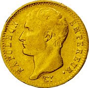 France 20 Francs Napoleon I 1807 W KM# A687.4 NAPOLEON EMPEREUR. DROZ F. coin obverse France 20 Francs Napoleon I 1807 W KM# A687.4 NAPOLEON EMPEREUR. DROZ F. coin obverse