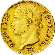 France 20 Francs Napoleon I 1809 M KM# 695.6 NAPOLEON EMPEREUR DROZ F coin obverse France 20 Francs Napoleon I 1809 M KM# 695.6 NAPOLEON EMPEREUR DROZ F coin obverse