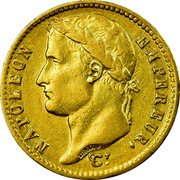 France 20 Francs Napoleon I 1811 K KM# 695.4 NAPOLEON EMPEREUR DROZ F coin obverse France 20 Francs Napoleon I 1811 K KM# 695.4 NAPOLEON EMPEREUR DROZ F coin obverse