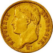 France 20 Francs Napoleon I 1812 KM# 695.8 NAPOLEON EMPEREUR DROZ F coin obverse France 20 Francs Napoleon I 1812 KM# 695.8 NAPOLEON EMPEREUR DROZ F coin obverse