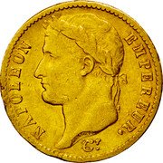 France 20 Francs Napoleon I 1812 L KM# 695.5 NAPOLEON EMPEREUR DROZ F coin obverse France 20 Francs Napoleon I 1812 L KM# 695.5 NAPOLEON EMPEREUR DROZ F coin obverse