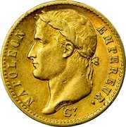France 20 Francs Napoleon I 1813 Flag KM# 695.11 NAPOLEON EMPEREUR. DROZ F. coin obverse France 20 Francs Napoleon I 1813 Flag KM# 695.11 NAPOLEON EMPEREUR. DROZ F. coin obverse