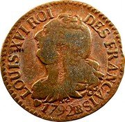 France 3 Deniers (Liard) Louis XVI 1792 BB KM# 609 LOUIS XVI ROI DES FRANÇAIS 1792 BB coin obverse France 3 Deniers (Liard) Louis XVI 1792 BB KM# 609 LOUIS XVI ROI DES FRANÇAIS 1792 BB coin obverse