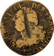 France 3 Deniers (Liard) Louis XVI 1792 I KM# 608.2 LOUIS XVI ROI DES FRANCOIS 1792 I coin obverse France 3 Deniers (Liard) Louis XVI 1792 I KM# 608.2 LOUIS XVI ROI DES FRANCOIS 1792 I coin obverse