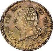 France 30 Sols Louis XVI 1791 I KM# 606.7 LOUIS XVI ROI DES FRANÇOIS 1791 coin obverse France 30 Sols Louis XVI 1791 I KM# 606.7 LOUIS XVI ROI DES FRANÇOIS 1791 coin obverse