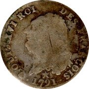 France 30 Sols Louis XVI 1791 W KM# 606.16 LOUIS XVI ROI DES FRANÇOIS 1791 coin obverse