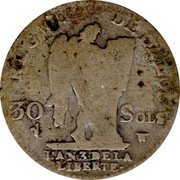 France 30 Sols Louis XVI 1791 W KM# 606.16 REGNE DE LA LOI 30 SOLS W L'AN 3 DE LA LIBERTE coin reverse