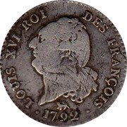 France 30 Sols Louis XVI 1792 A KM# 606.1 LOUIS XVI ROI DES FRANÇOIS 1792 coin obverse