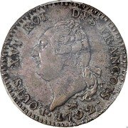 France 30 Sols Louis XVI 1792 B KM# 606.3 LOUIS XVI ROI DES FRANÇOIS 1792 coin obverse