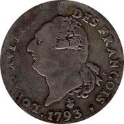 France 30 Sols Louis XVI 1793 Q KM# 606.13 LOUIS XVI ROI DES FRANÇOIS 1793 coin obverse