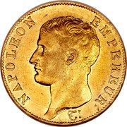 France 40 Francs Napoleon I 1806 A KM# 675.1 NAPOLEON EMPEREUR. DROZ F. coin obverse France 40 Francs Napoleon I 1806 A KM# 675.1 NAPOLEON EMPEREUR. DROZ F. coin obverse