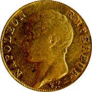 France 40 Francs Napoleon 1806 W KM# 675.6 NAPOLEON EMPEREUR. DROZ F. coin obverse France 40 Francs Napoleon 1806 W KM# 675.6 NAPOLEON EMPEREUR. DROZ F. coin obverse