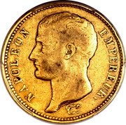 France 40 Francs Napoleon I 1807 I KM# A688.2 NAPOLEON EMPEREUR. coin obverse France 40 Francs Napoleon I 1807 I KM# A688.2 NAPOLEON EMPEREUR. coin obverse