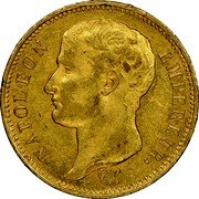 France 40 Francs Napoleon I 1807 M KM# A688.3 NAPOLEON EMPEREUR. DROZ F. coin obverse France 40 Francs Napoleon I 1807 M KM# A688.3 NAPOLEON EMPEREUR. DROZ F. coin obverse