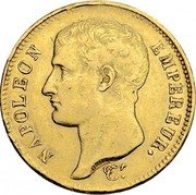 France 40 Francs Napoleon I 1807 W KM# A688.5 NAPOLEON EMPEREUR. DROZ F. coin obverse France 40 Francs Napoleon I 1807 W KM# A688.5 NAPOLEON EMPEREUR. DROZ F. coin obverse