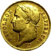France 40 Francs Napoleon 1808 A KM# 688.1 NAPOLEON EMPEREUR. DROZ F. coin obverse France 40 Francs Napoleon 1808 A KM# 688.1 NAPOLEON EMPEREUR. DROZ F. coin obverse