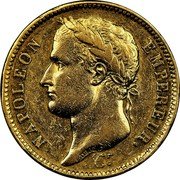 France 40 Francs Napoleon I 1808 M KM# 688.3 NAPOLEON EMPEREUR. DROZ F. coin obverse