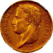 France 40 Francs Napoleon I 1809 M KM# 696.4 NAPOLEON EMPEREUR. DROZ F. coin obverse