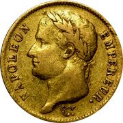 France 40 Francs Napoleon I 1812 W KM# 696.6 NAPOLEON EMPEREUR. DROZ F. coin obverse France 40 Francs Napoleon I 1812 W KM# 696.6 NAPOLEON EMPEREUR. DROZ F. coin obverse