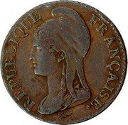 France 5 Centimes Liberty LAN 4 (1795-96) A KM# 635.1 REPUBLIQUE FRANÇAISE. DUPRÉ coin obverse