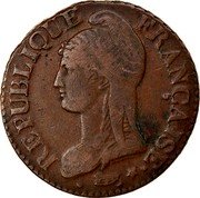 France 5 Centimes Napoleon I LAN 5 (1796-97) A KM# 640.1 REPUBLIQUE FRANÇAISE DUPRÉ coin obverse France 5 Centimes Napoleon I LAN 5 (1796-97) A KM# 640.1 REPUBLIQUE FRANÇAISE DUPRÉ coin obverse