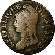 France 5 Centimes Napoleon I LAN 5 (1796-97) AA KM# 640.2 REPUBLIQUE FRANÇAISE DUPRÉ coin obverse France 5 Centimes Napoleon I LAN 5 (1796-97) AA KM# 640.2 REPUBLIQUE FRANÇAISE DUPRÉ coin obverse