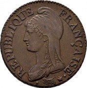 France 5 Centimes Napoleon I LAN 5 (1796-97) W KM# 640.11 REPUBLIQUE FRANCAISE coin obverse France 5 Centimes Napoleon I LAN 5 (1796-97) W KM# 640.11 REPUBLIQUE FRANCAISE coin obverse