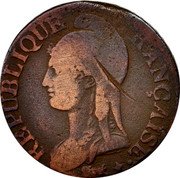 France 5 Centimes Napoleon I LAN 8 (1799-1800) K KM# 640.8 REPUBLIQUE FRANÇAISE DUPRÉ coin obverse