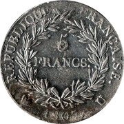 France 5 Francs Napoleon I 1807 U KM# 673.12 RÉPUBLIQUE FRANÇAISE 5 FRANCS 1807 U coin reverse France 5 Francs Napoleon I 1807 U KM# 673.12 RÉPUBLIQUE FRANÇAISE 5 FRANCS 1807 U coin reverse