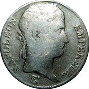 France 5 Francs Napoleon I 1813 K KM# 694.8 NAPOLEON EMPEREUR BRENET coin obverse France 5 Francs Napoleon I 1813 K KM# 694.8 NAPOLEON EMPEREUR BRENET coin obverse