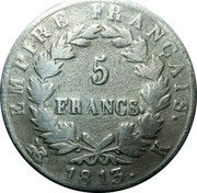 France 5 Francs Napoleon I 1813 K KM# 694.8 EMPIRE FRANÇAIS 5 FRANCS 1809 K coin reverse France 5 Francs Napoleon I 1813 K KM# 694.8 EMPIRE FRANÇAIS 5 FRANCS 1809 K coin reverse