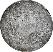 France 5 Francs Napoleon I AN13 W KM# 662.15 REPUBLIQUE FRANÇAISE 5 FRANCS AN13 W coin reverse France 5 Francs Napoleon I AN13 W KM# 662.15 REPUBLIQUE FRANÇAISE 5 FRANCS AN13 W coin reverse