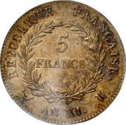 France 5 Francs Napoleon I ANXI K KM# 650.3 5 FRANCS REPUBLIQUE FRANÇAISE AN11 K coin reverse France 5 Francs Napoleon I ANXI K KM# 650.3 5 FRANCS REPUBLIQUE FRANÇAISE AN11 K coin reverse