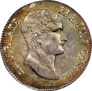 France 5 Francs Napoleon I ANXI MA KM# 650.5 BONAPARTE PREMIER CONSUL. TIOLIER coin obverse France 5 Francs Napoleon I ANXI MA KM# 650.5 BONAPARTE PREMIER CONSUL. TIOLIER coin obverse