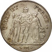 France 5 Francs Hercules Group LAN 4 (1795-96) A KM# 639.1 UNION ET FORCE DUPRÉ coin reverse France 5 Francs Hercules Group LAN 4 (1795-96) A KM# 639.1 UNION ET FORCE DUPRÉ coin reverse