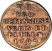 France 5 Sols Siege Coinage 1708 KM# 5 VS: PRO DEFENSIONE VRBIS ET PATRIAE 1708 coin reverse France 5 Sols Siege Coinage 1708 KM# 5 VS: PRO DEFENSIONE VRBIS ET PATRIAE 1708 coin reverse