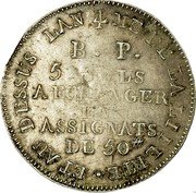 France 5 Sols Lefevre Lesage 1792 KM# Tn16 B. P 5 SOLS AE CHANGER EN ASSIGNATS DE 50 ET AU DESSUS L'AN 4 M DE LA LIBERTÉ coin reverse France 5 Sols Lefevre Lesage 1792 KM# Tn16 B. P 5 SOLS AE CHANGER EN ASSIGNATS DE 50 ET AU DESSUS L'AN 4 M DE LA LIBERTÉ coin reverse