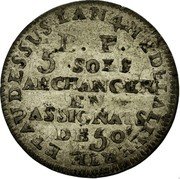 France 5 Sols Lefevre Lesage 1792 KM# Tn15 B. P 5 SOLS AE CHANGER EN ASSIGNATS DE 50 ET AU DESSUS L'AN 4 M DE LA LIBERTÉ coin reverse France 5 Sols Lefevre Lesage 1792 KM# Tn15 B. P 5 SOLS AE CHANGER EN ASSIGNATS DE 50 ET AU DESSUS L'AN 4 M DE LA LIBERTÉ coin reverse