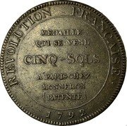 France 5 Sols Monneron. Hercules 1792 KM# Tn35 MEDAILLE QUI SE VEND A PARIS CHEZ MONERON PATENTÉ REVOLUTION FRANCAISE 1792 coin reverse France 5 Sols Monneron. Hercules 1792 KM# Tn35 MEDAILLE QUI SE VEND A PARIS CHEZ MONERON PATENTÉ REVOLUTION FRANCAISE 1792 coin reverse